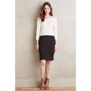 Amadi Anthropologie Colorblock Shift Ribbed Knit Dress White Black XS Pocketed